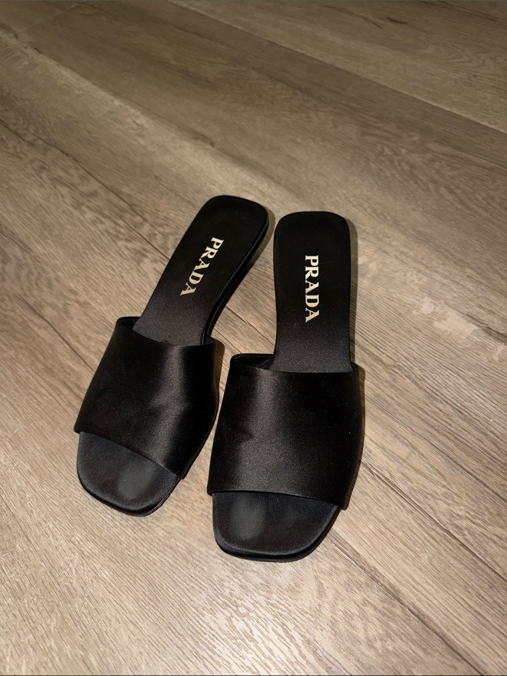 Prada Black Satin Slip-On Heels